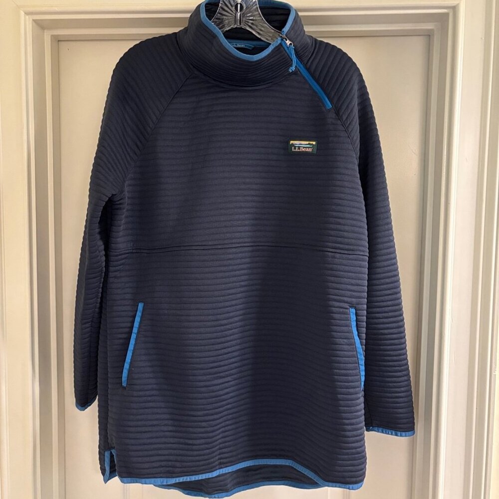 L.L. Bean Airlight Knit Asymmetrical Quarter-Zip Tunic, Size L, Navy Blue
